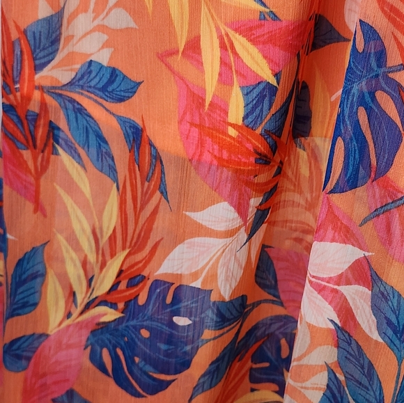 GUESS Tropical Print Maxi Dress Size 6 Cutout Ring Front Cruise Vacation Vibes - Picture 8 of 10